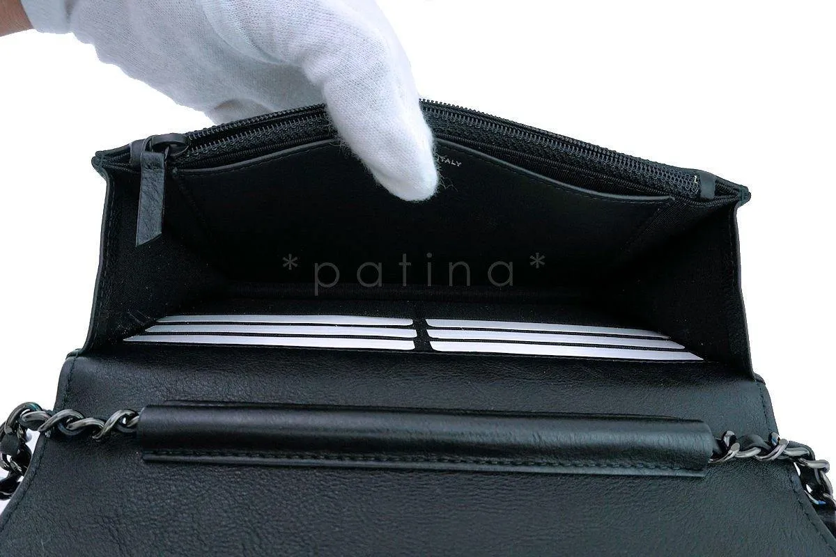 17S Chanel So Black Classic Quilted WOC Wallet on Chain Flap Bag