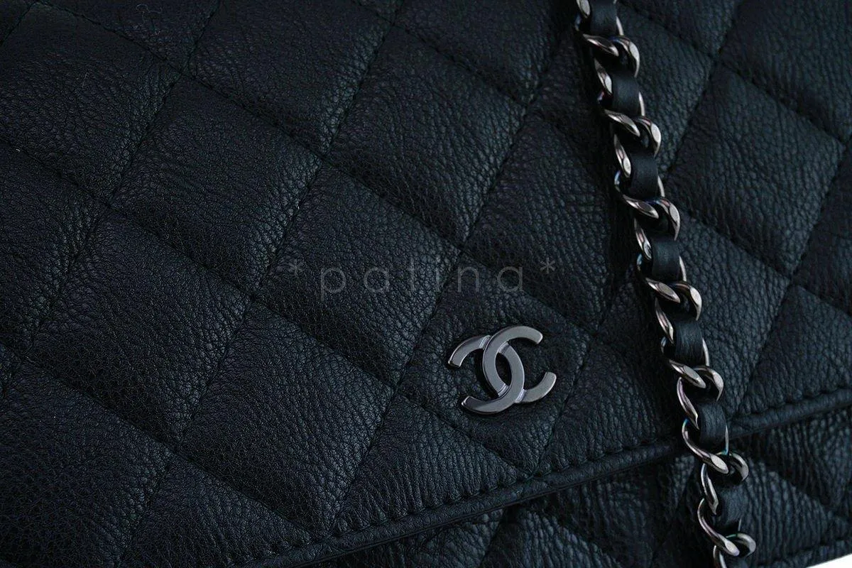 17S Chanel So Black Classic Quilted WOC Wallet on Chain Flap Bag