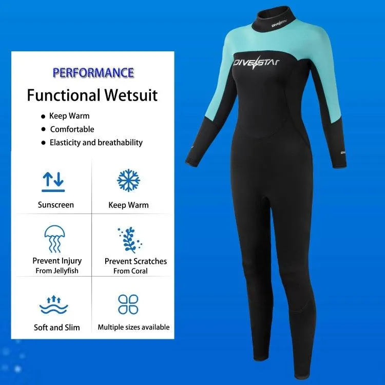 3mm Women's Long-Sleeve Neoprene Wetsuit for Surfing and Snorkeling