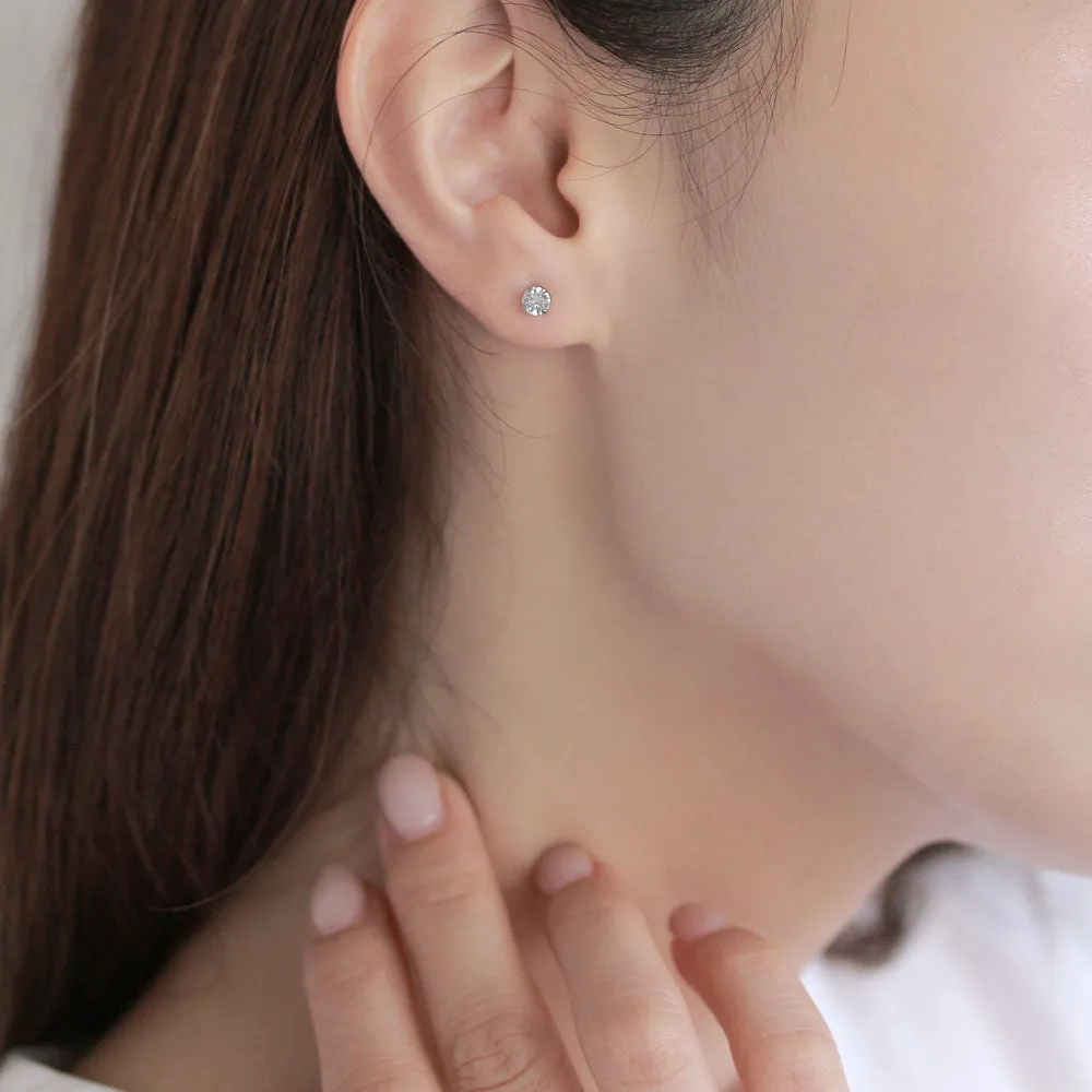4mm CZ 18K Gold Post Studs