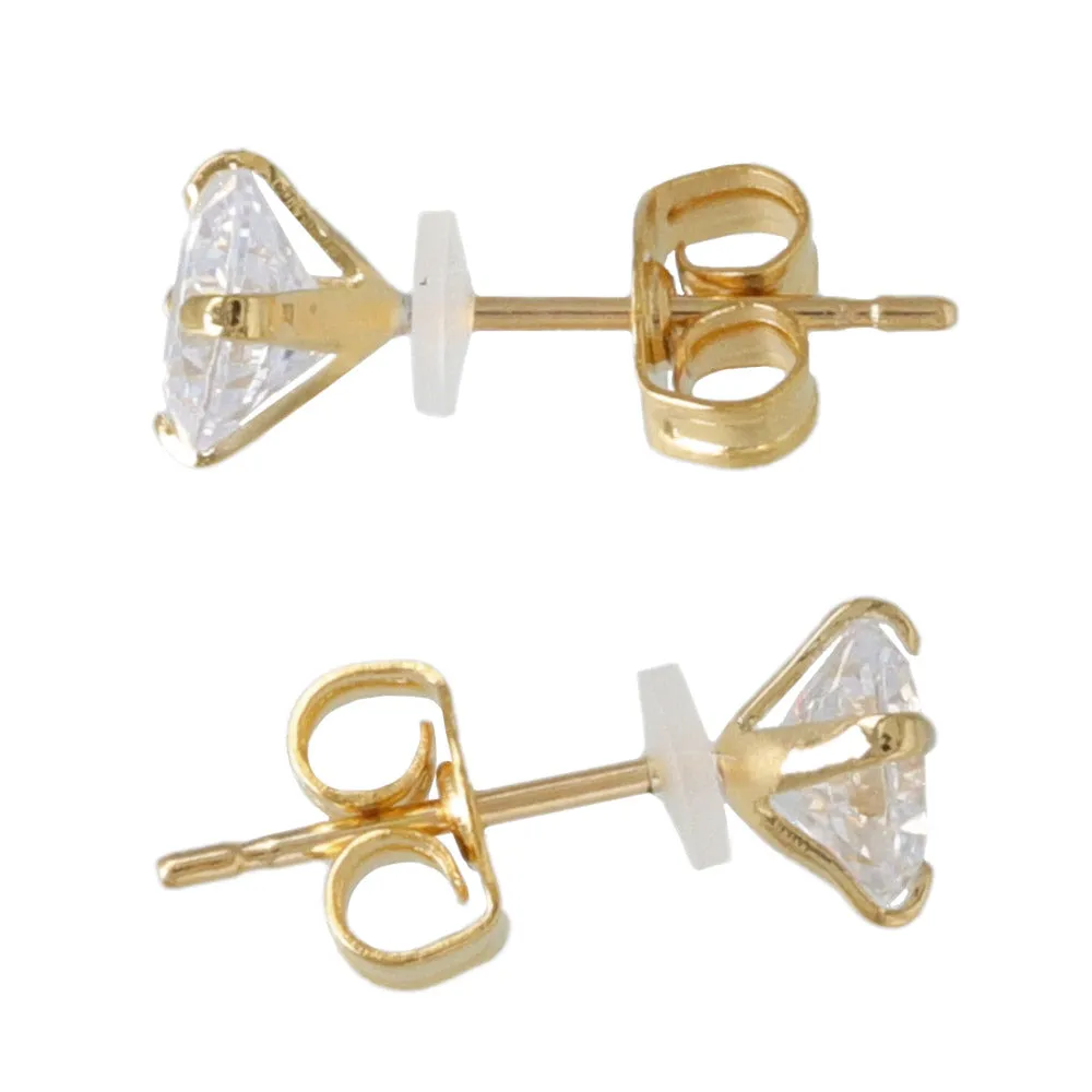4mm CZ 18K Gold Post Studs