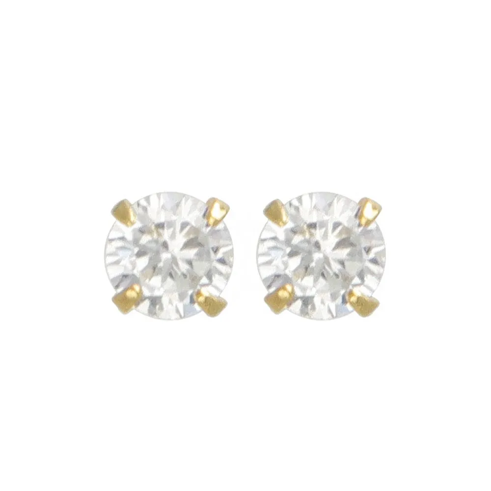 4mm CZ 18K Gold Post Studs