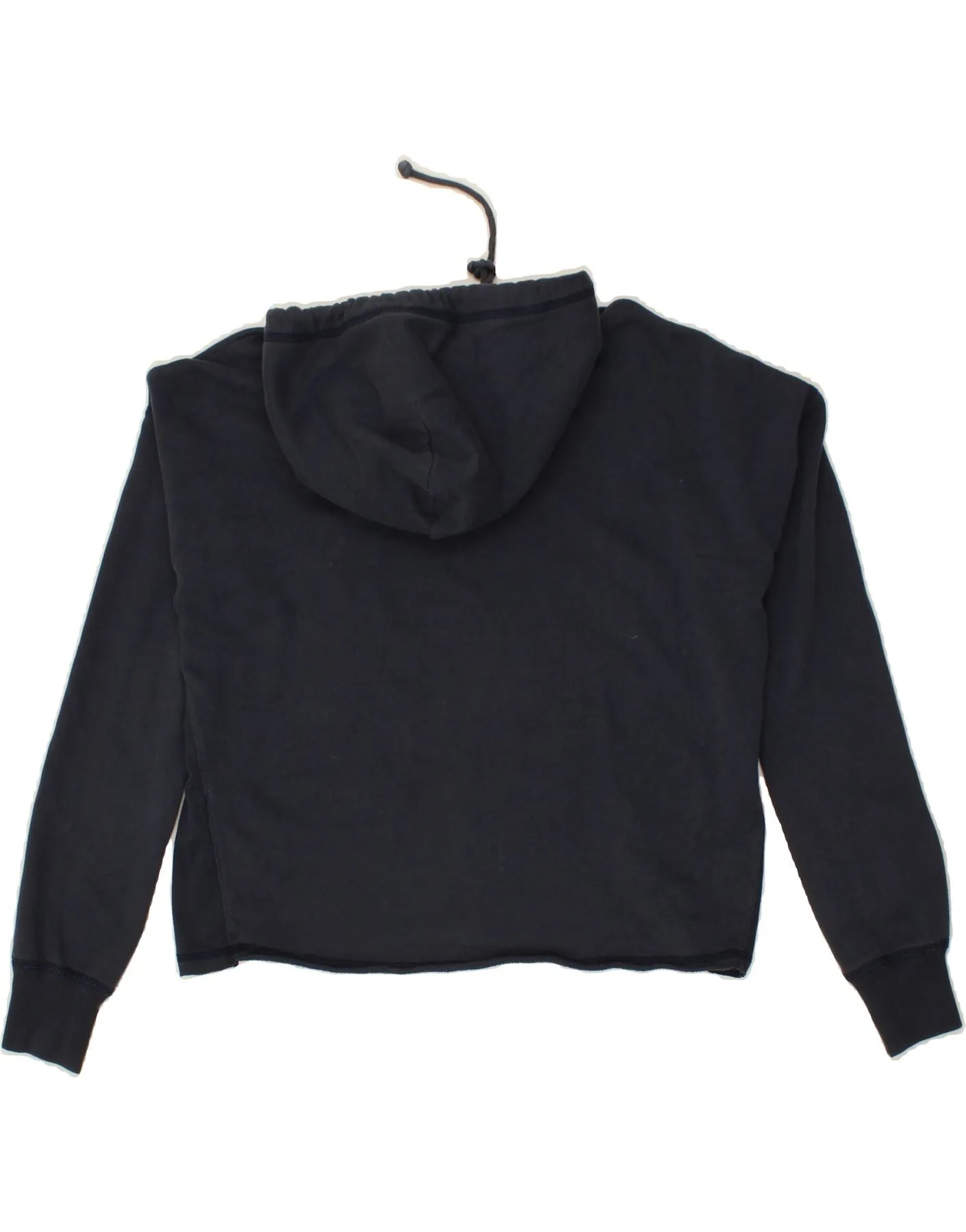 ABERCROMBIE & FITCH Womens Crop Hoodie Jumper UK 10 Small Navy Blue Cotton