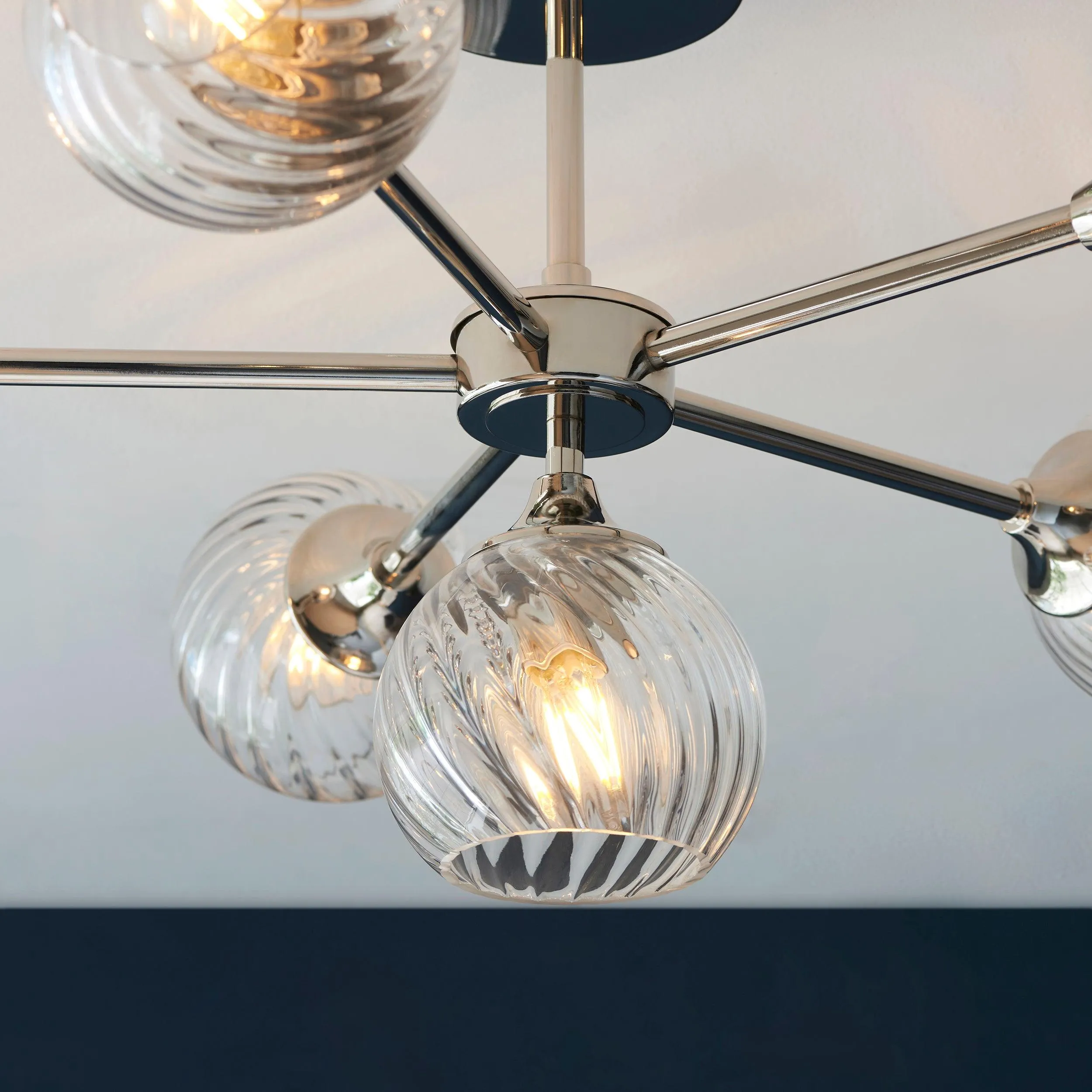 Allegra 6 Light Nickel Semi Flush - Glass Shades