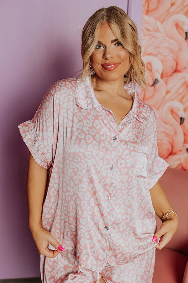 Always Down To Chill Pajama Top In Blush Curves