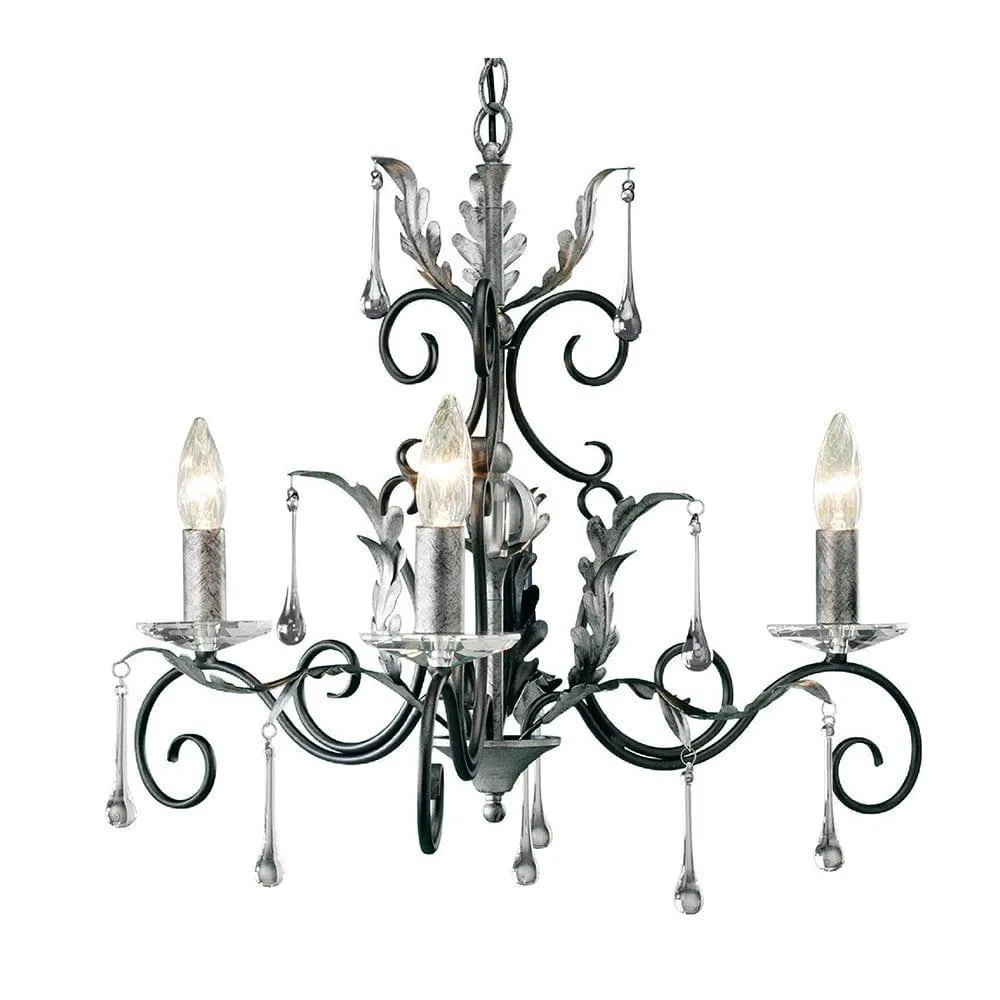 Amarilli 3 Light Black & Silver Chandelier - Elstead Lighting