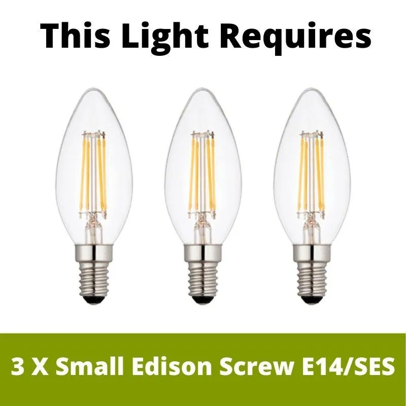 Amarilli 3 Light Black & Silver Chandelier - Elstead Lighting