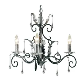 Amarilli 3 Light Black & Silver Chandelier - Elstead Lighting