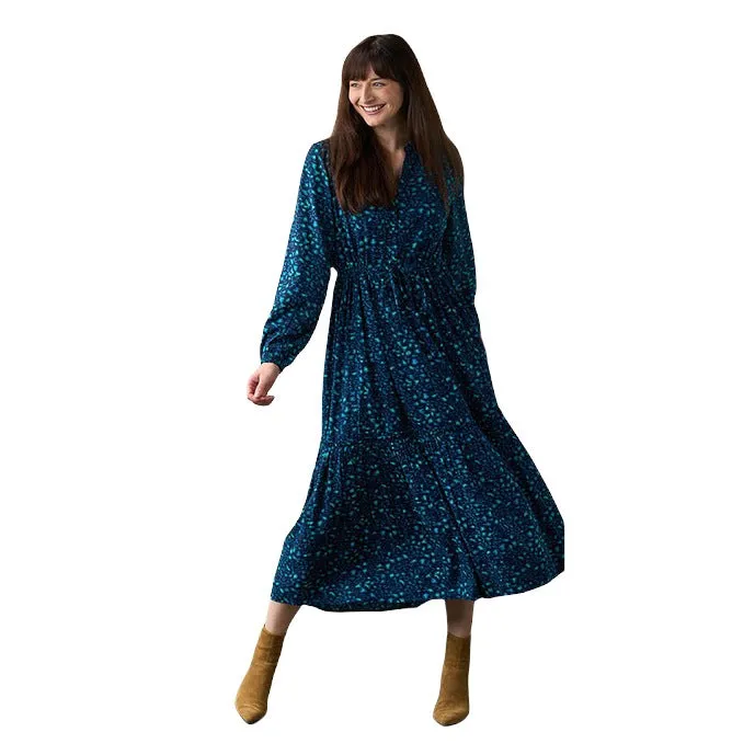 Anju Leopard Print Dress Navy & Green