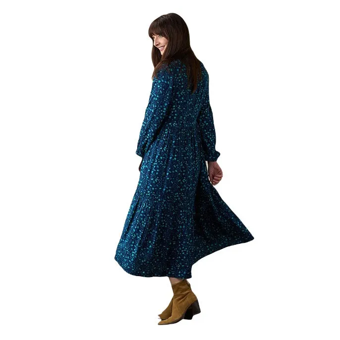 Anju Leopard Print Dress Navy & Green