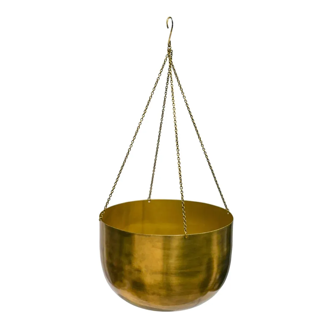 Antique Brass Hanging Planter