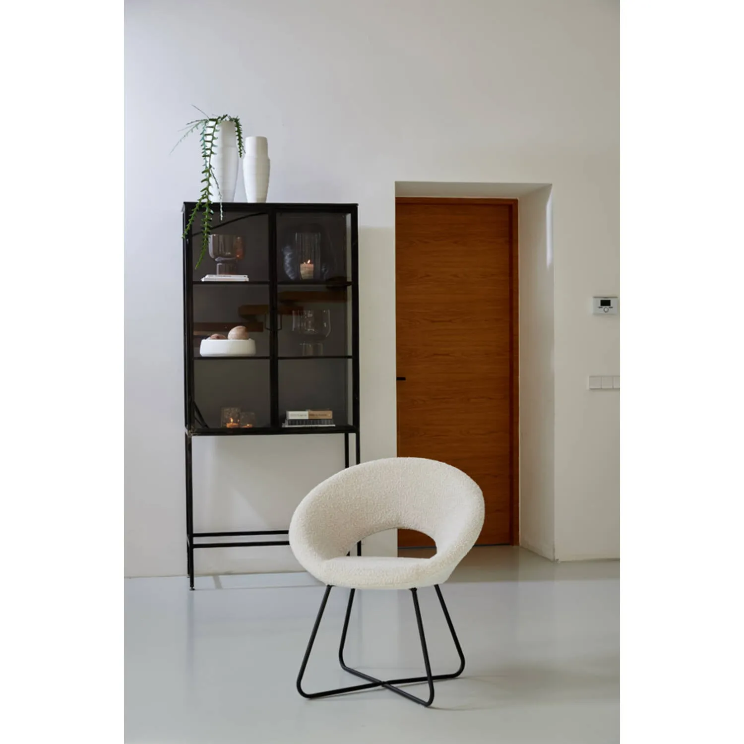 Antony Chair - Bouclé Black/Bouclé Cream/Velvet Shiny Gold Finish