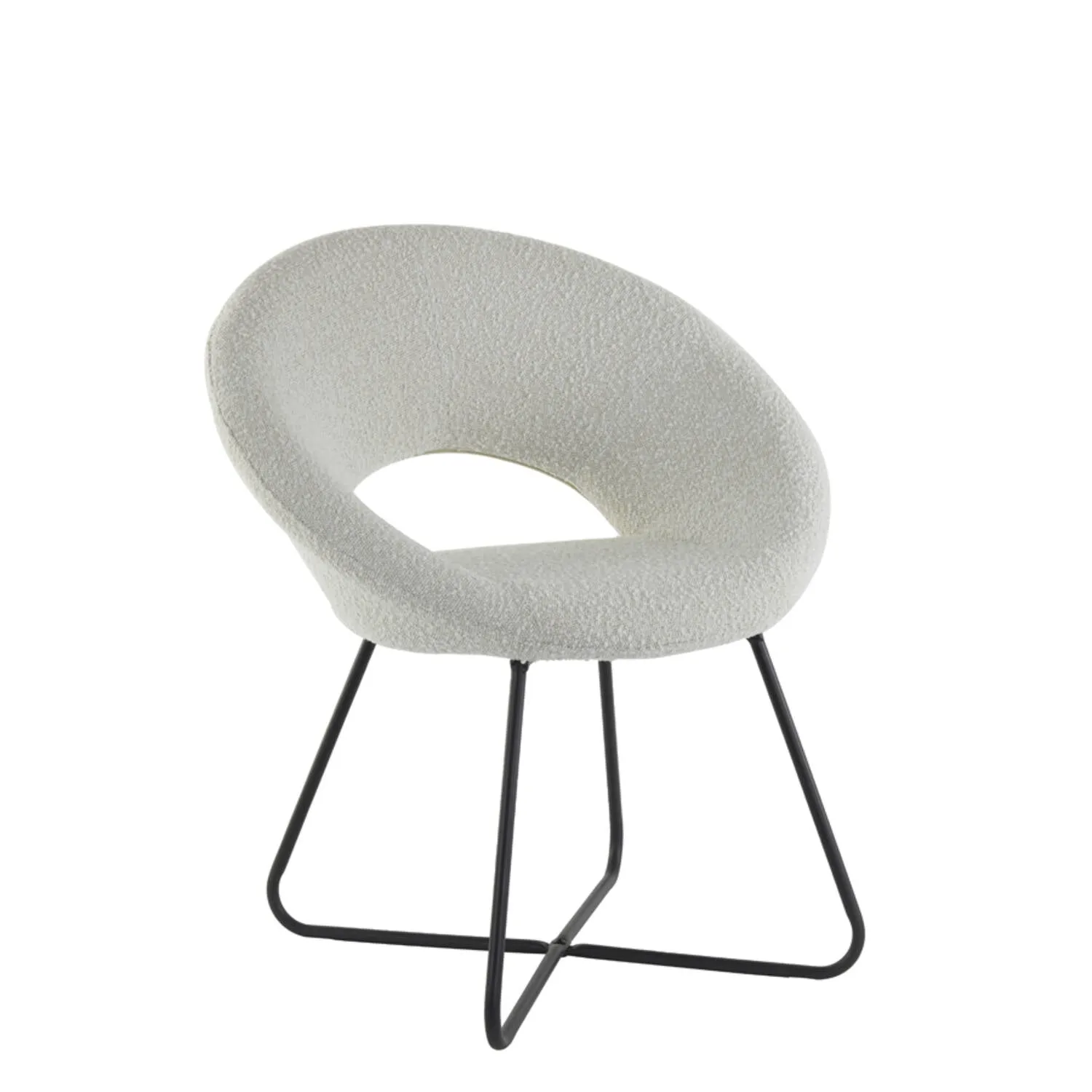 Antony Chair - Bouclé Black/Bouclé Cream/Velvet Shiny Gold Finish