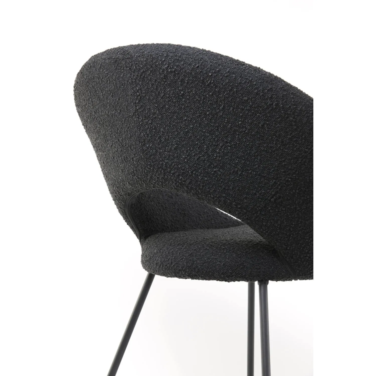 Antony Chair - Bouclé Black/Bouclé Cream/Velvet Shiny Gold Finish
