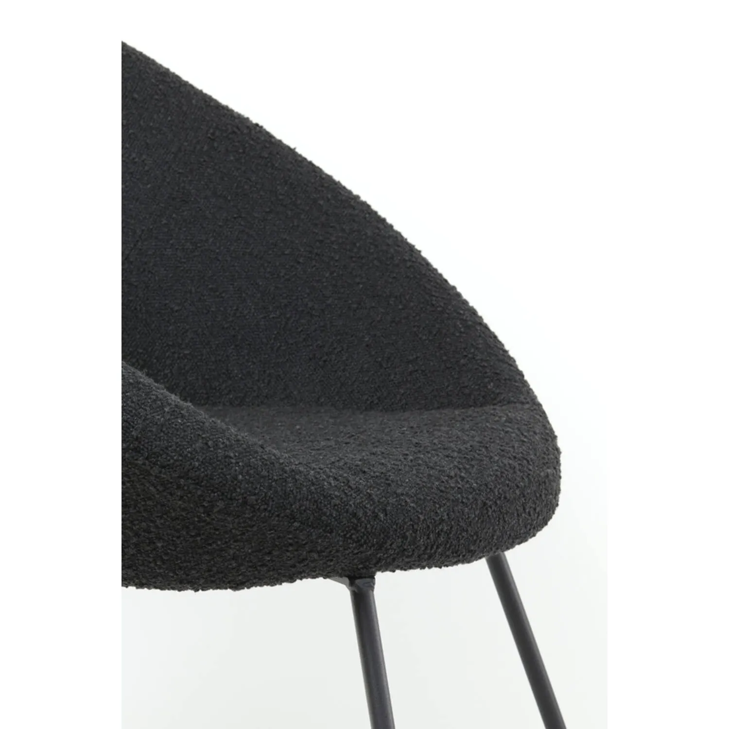Antony Chair - Bouclé Black/Bouclé Cream/Velvet Shiny Gold Finish