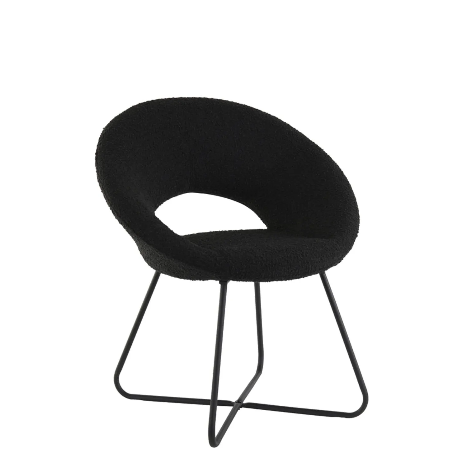 Antony Chair - Bouclé Black/Bouclé Cream/Velvet Shiny Gold Finish