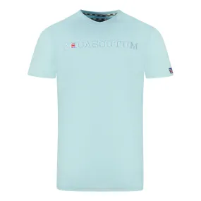 Aquascutum Brand Embossed Logo Sky Blue T Shirt
