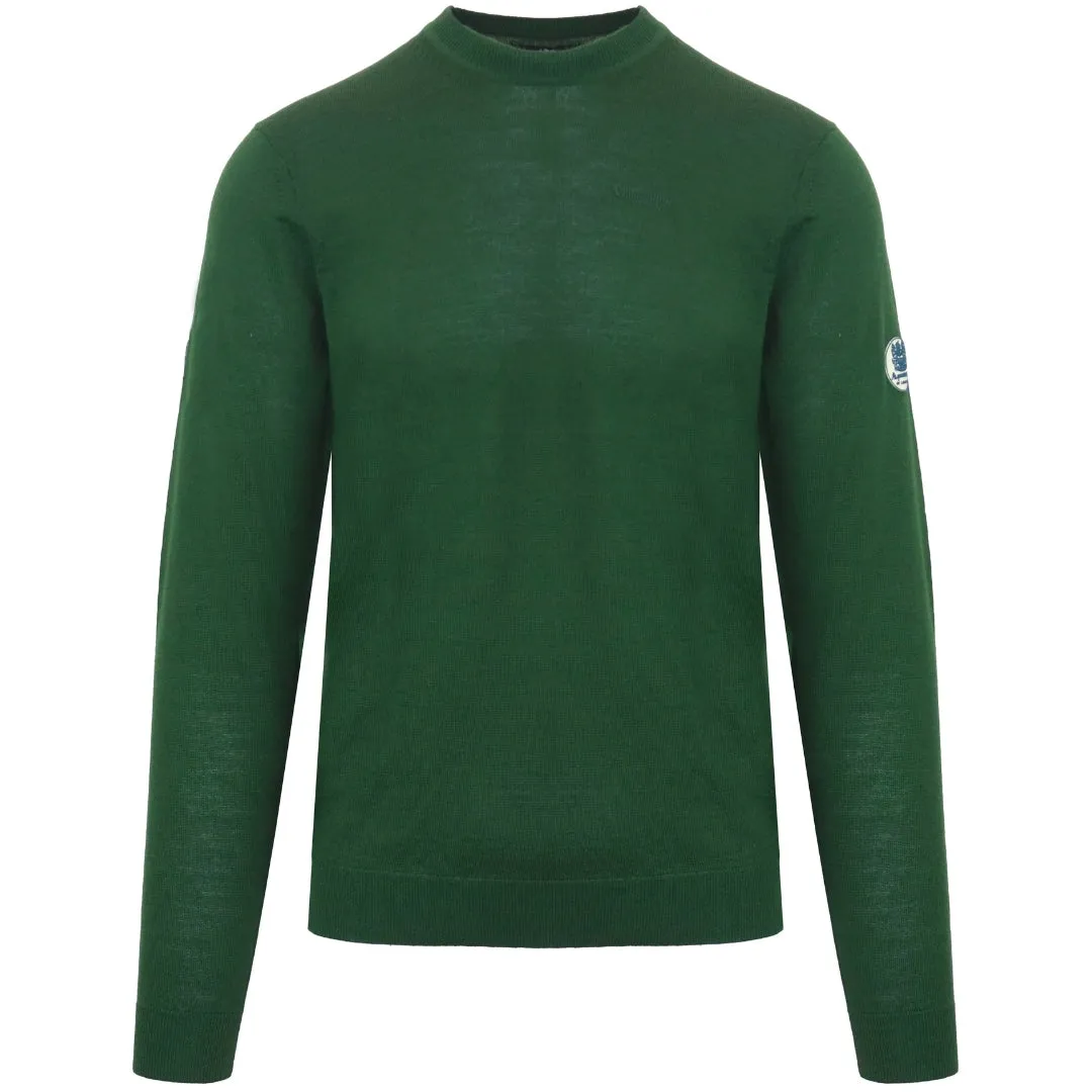 Aquascutum Plain Round Neck Green Jumper