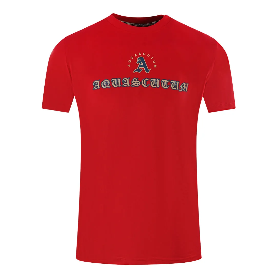 Aquascutum Script Logo Red T-Shirt