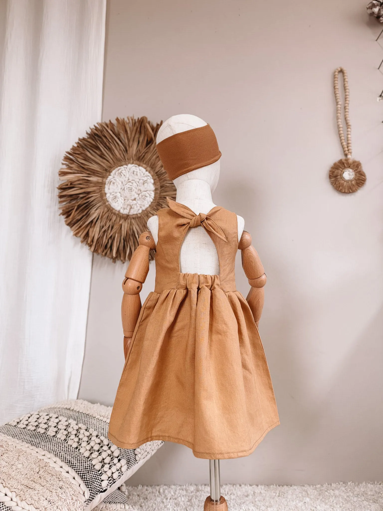 Arabella baby dress / linen - cinnamon