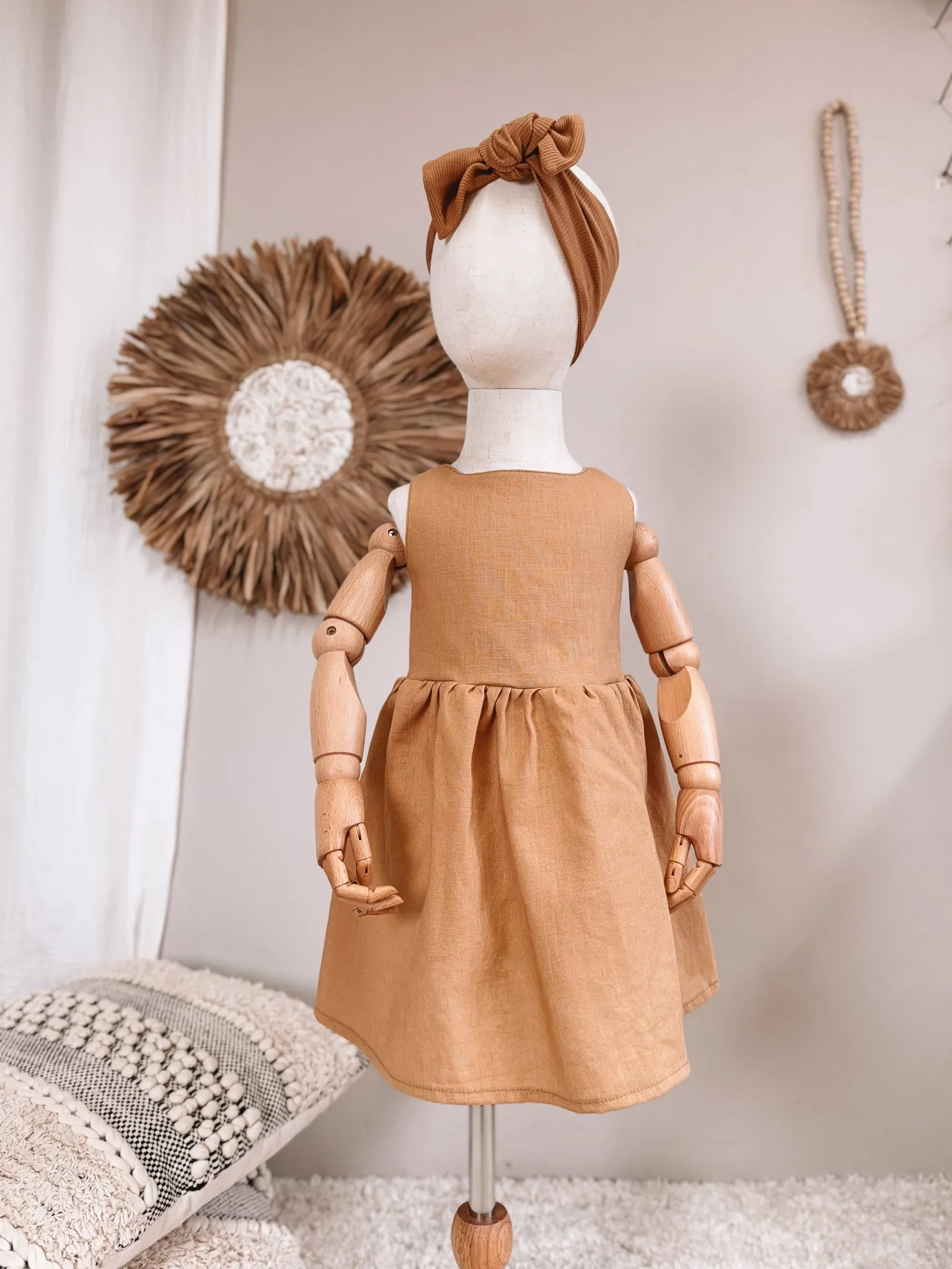 Arabella baby dress / linen - cinnamon