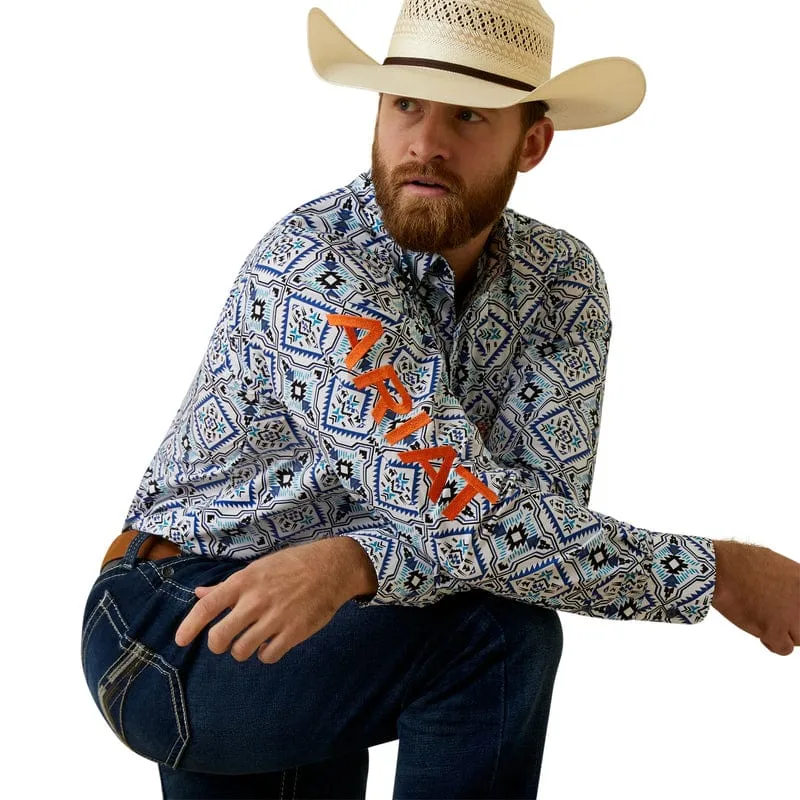 Ariat Men's Team Deacon White Fitted Long Sleeve Shirt 10044913