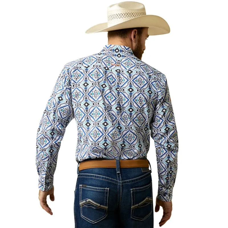 Ariat Men's Team Deacon White Fitted Long Sleeve Shirt 10044913