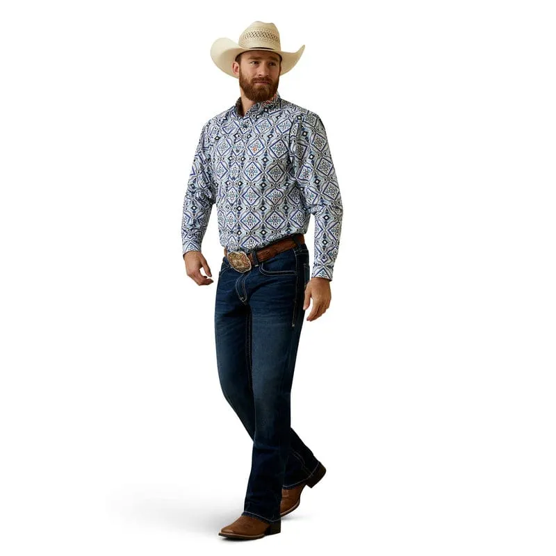 Ariat Men's Team Deacon White Fitted Long Sleeve Shirt 10044913