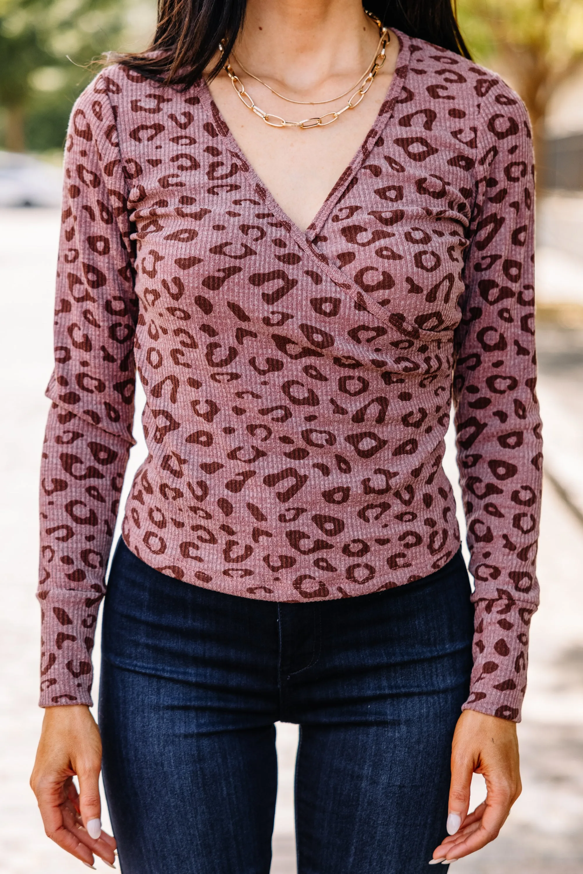 As Far As You Know Mocha Brown Leopard Top