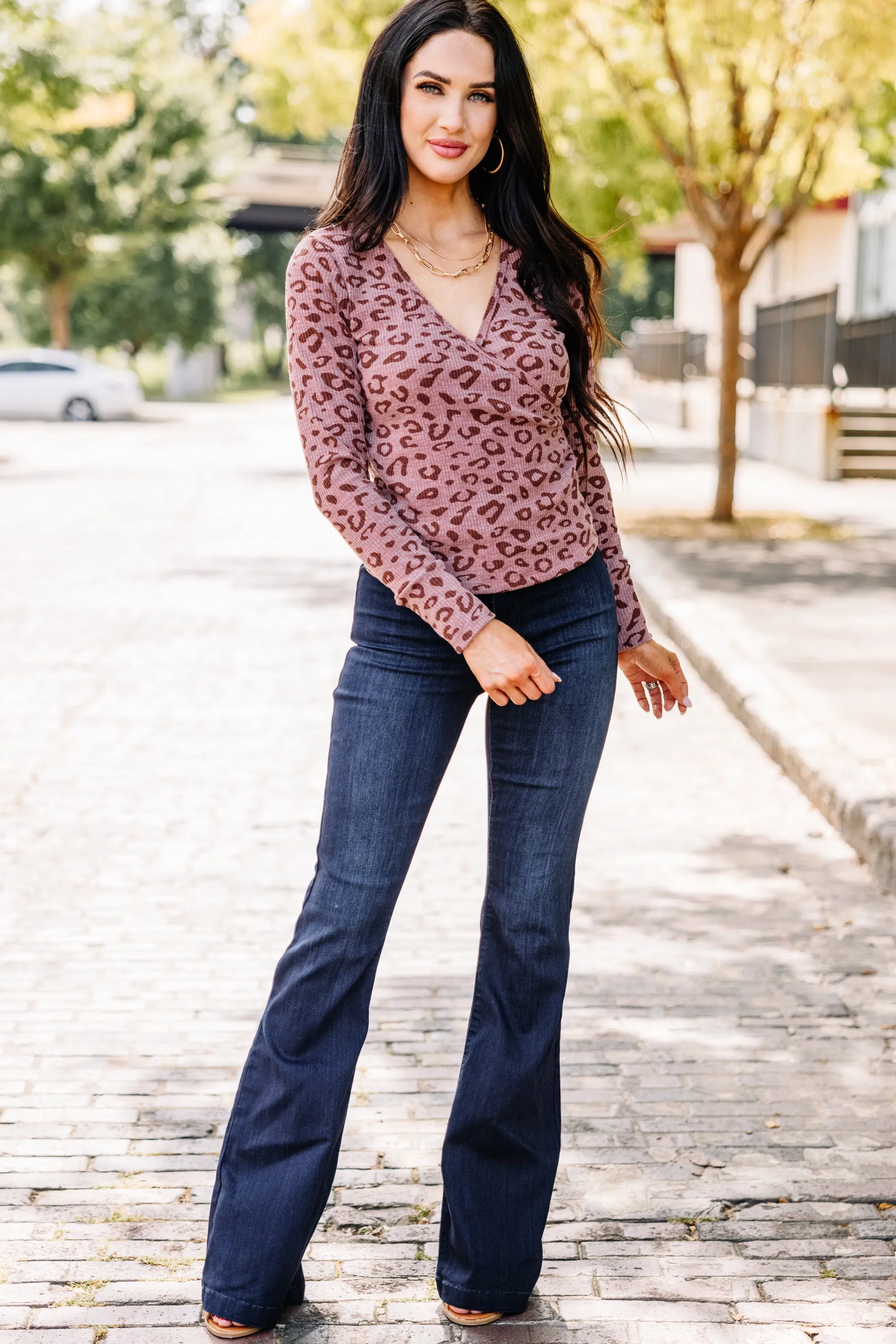 As Far As You Know Mocha Brown Leopard Top