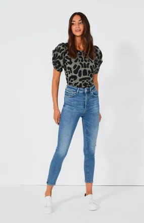 Aspen Puff Sleeve Tee- Leopard