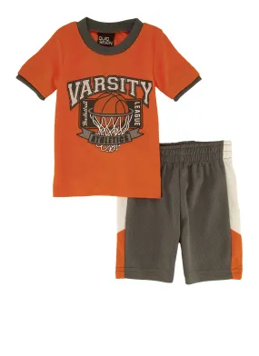 Baby Boys 12-24M Varsity Graphic Tee and Basketball Shorts