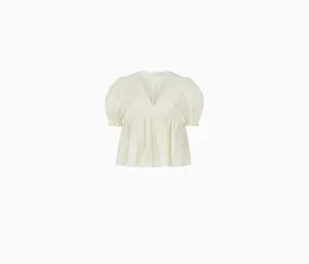 BABYDOLL TOP WITH RUCHED SLEEVES