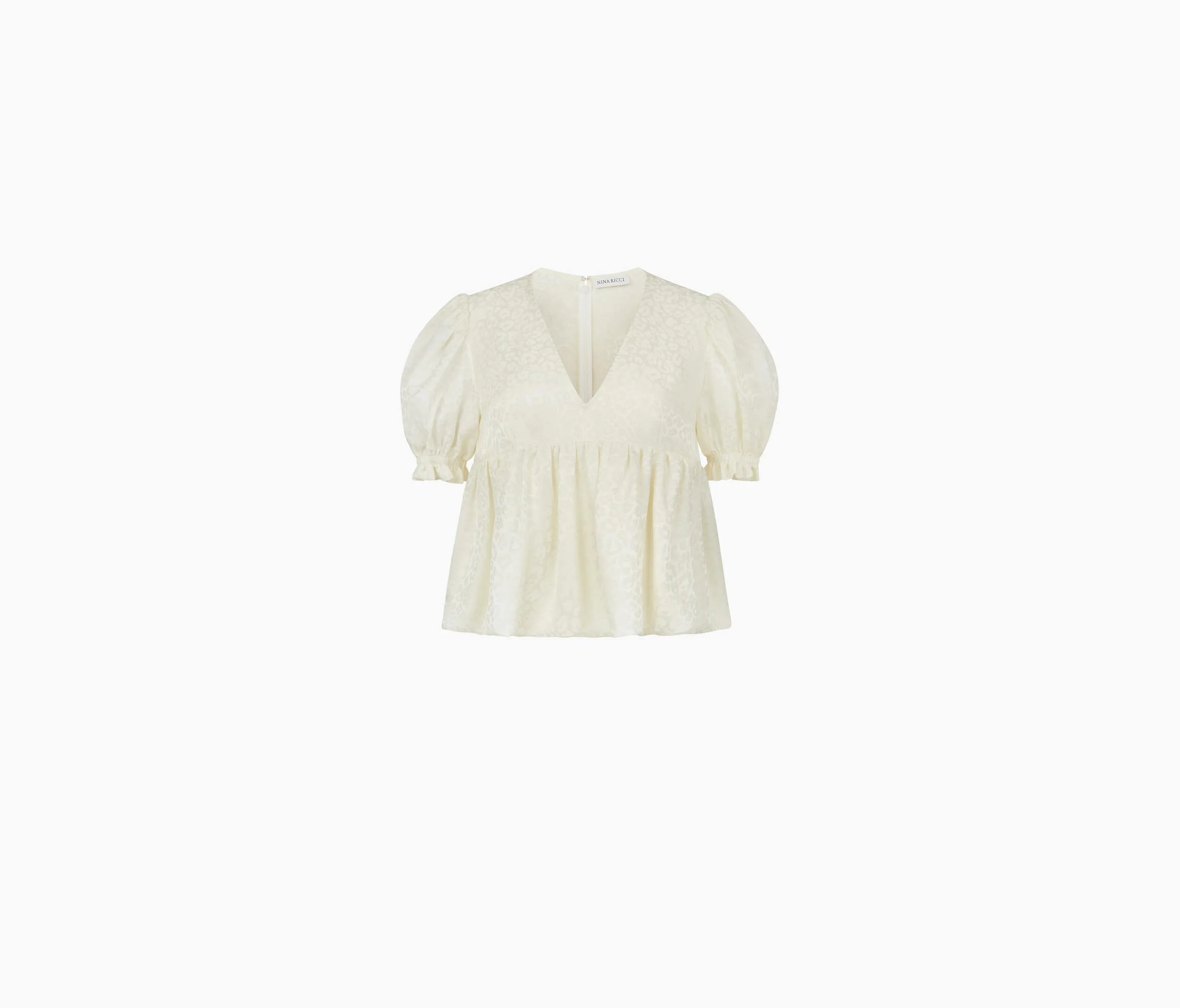 BABYDOLL TOP WITH RUCHED SLEEVES