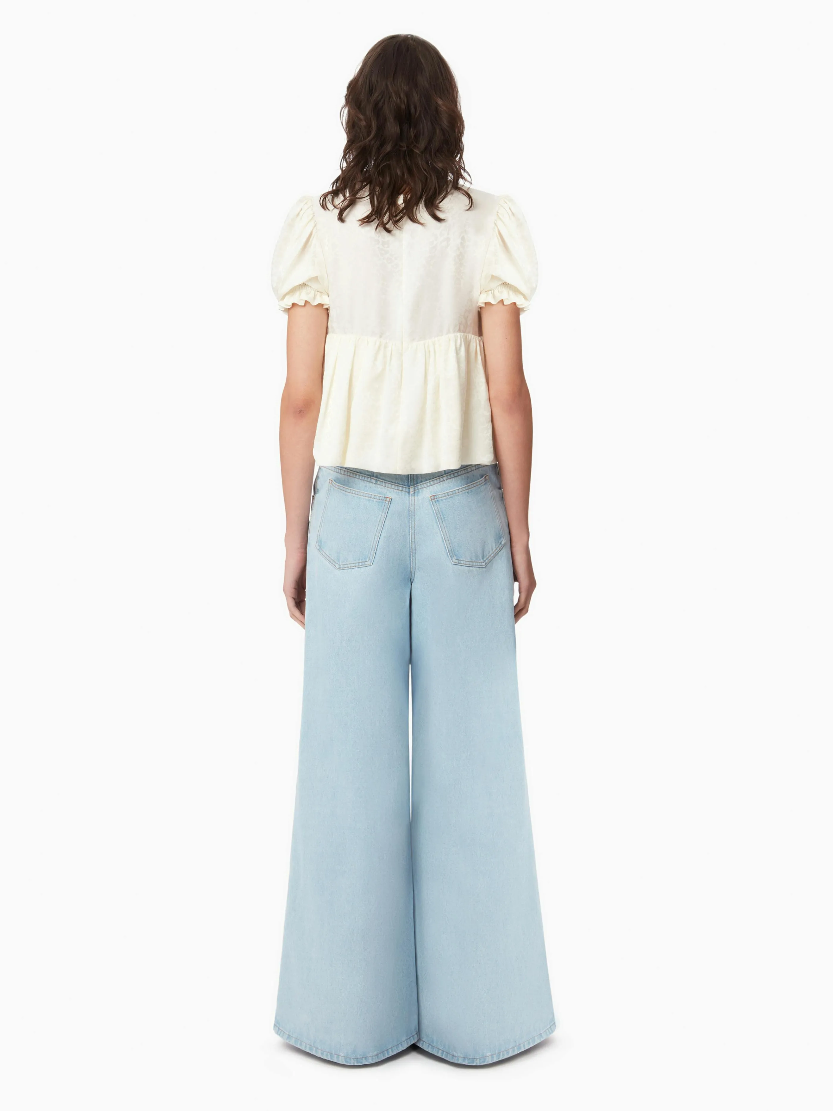 BABYDOLL TOP WITH RUCHED SLEEVES