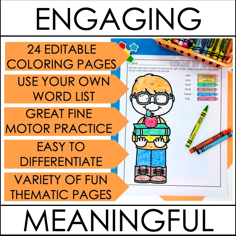 Back To School Edit It Color By Sight Word | Printable Classroom Resource | Differentiated Kindergarten
