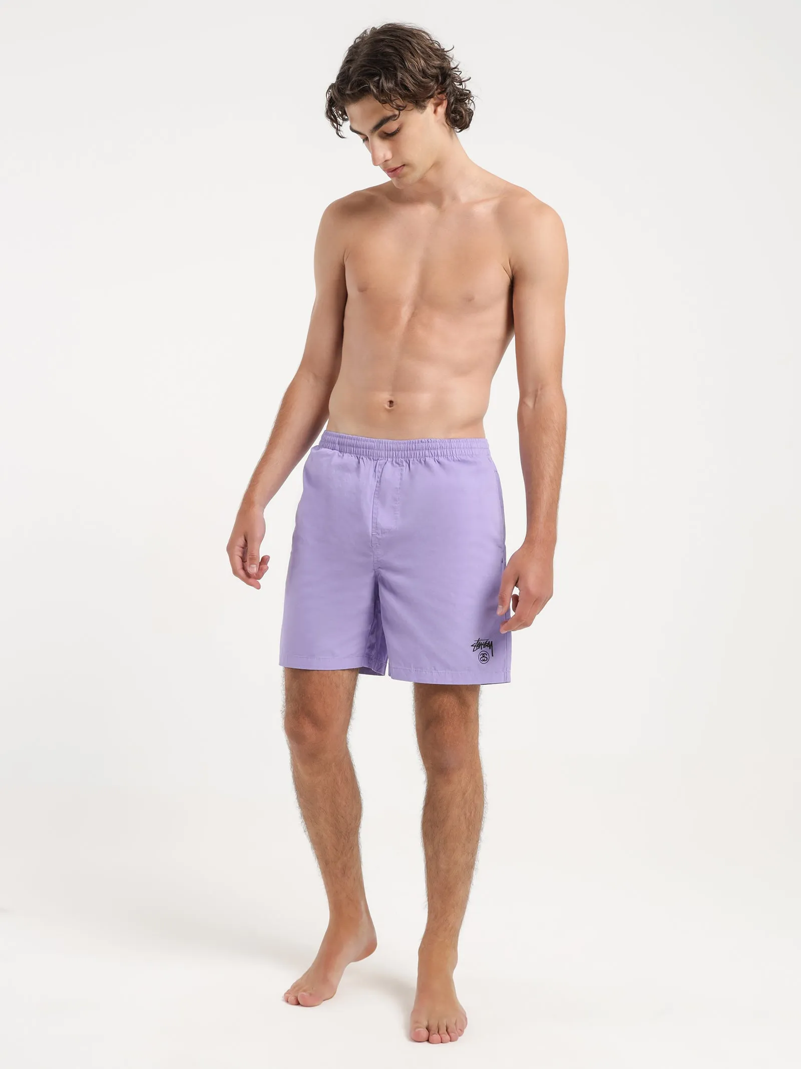 Basic Stock Beach Shorts in Violet