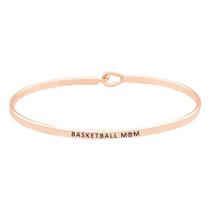 Basketball Mom Brass Thin Metal Hook Bracelet