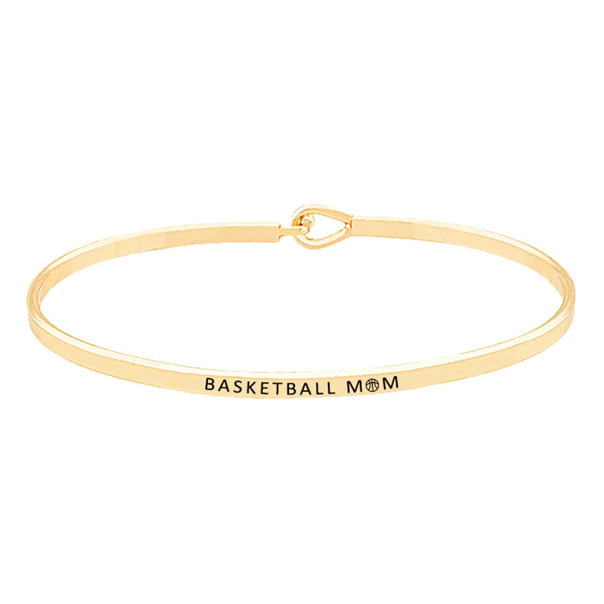 Basketball Mom Brass Thin Metal Hook Bracelet