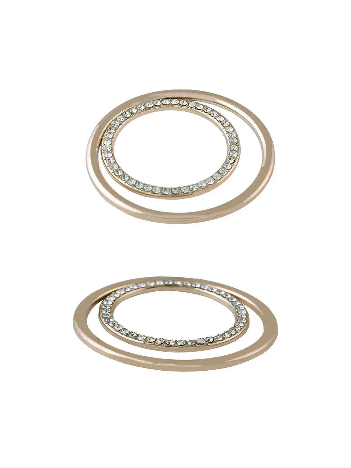 Big Round Double Ring Shiny Gold Diamond Buckle