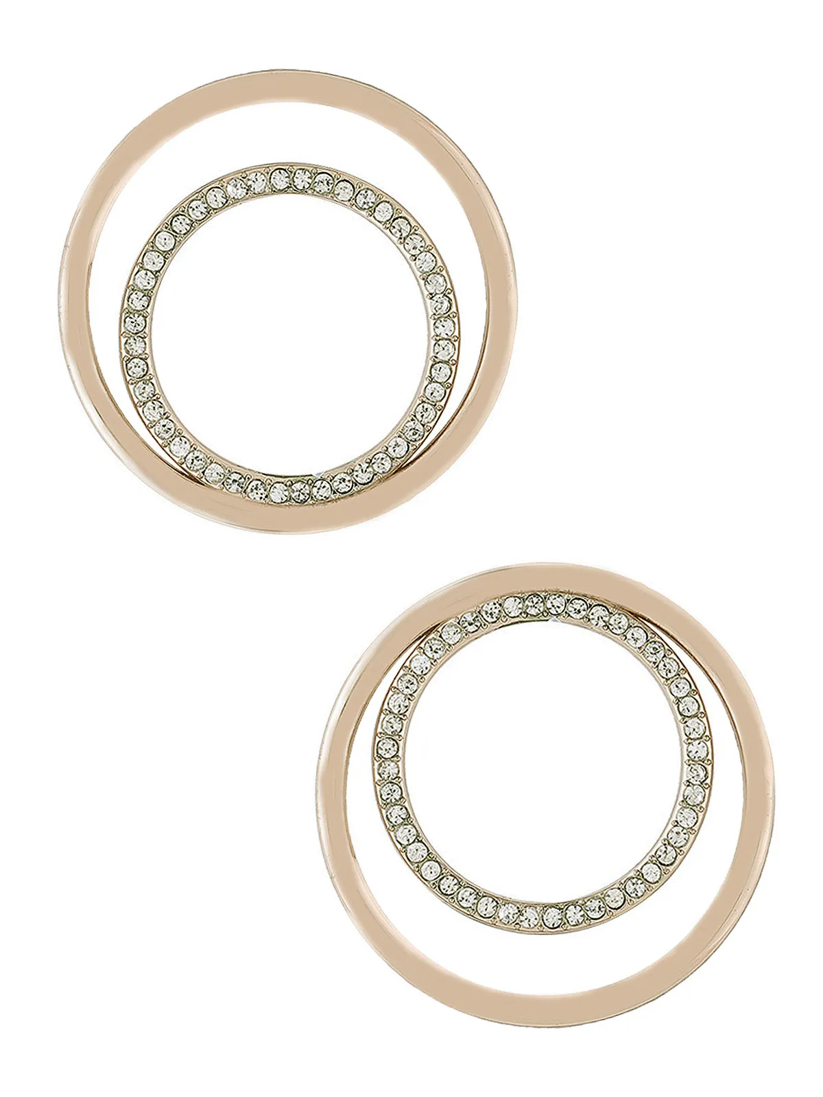 Big Round Double Ring Shiny Gold Diamond Buckle