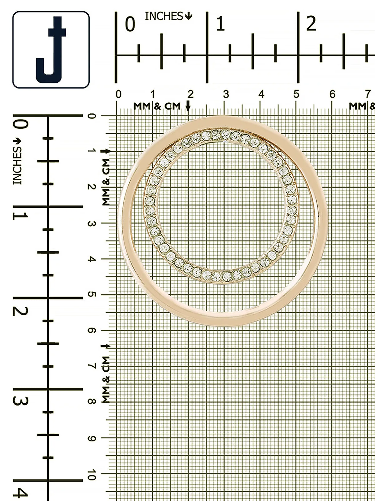 Big Round Double Ring Shiny Gold Diamond Buckle