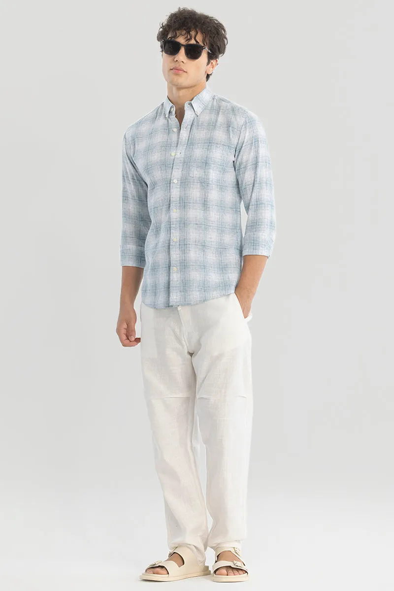 Blue Checks Linen Blend Shirt