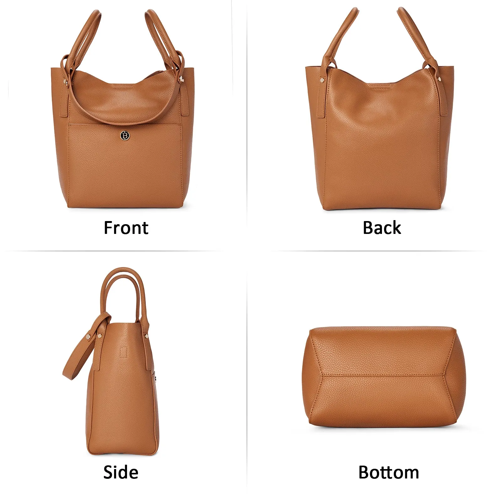 BOSTANTEN Women Handbags Leather Purses Designer Hobo Bucket Tote Bags with Zipper Pouch