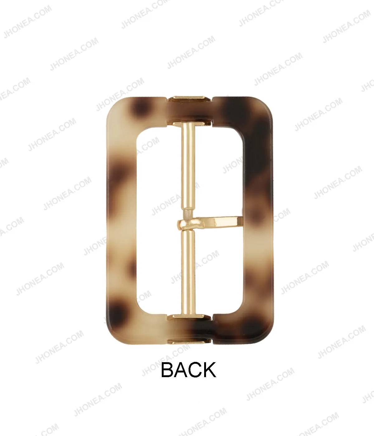 Brown Shaded Rectangle Frame Shiny Gold Belt Buckle