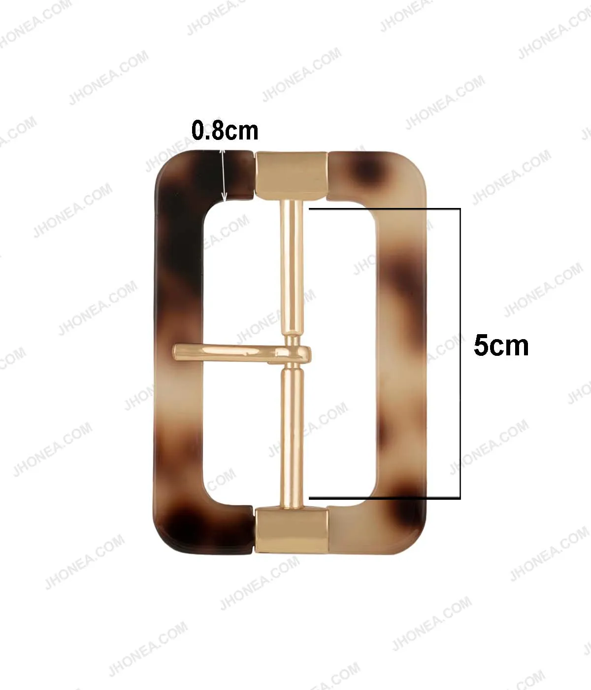 Brown Shaded Rectangle Frame Shiny Gold Belt Buckle