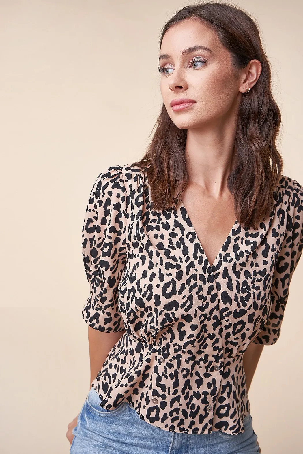 Cale Leopard Peplum Top