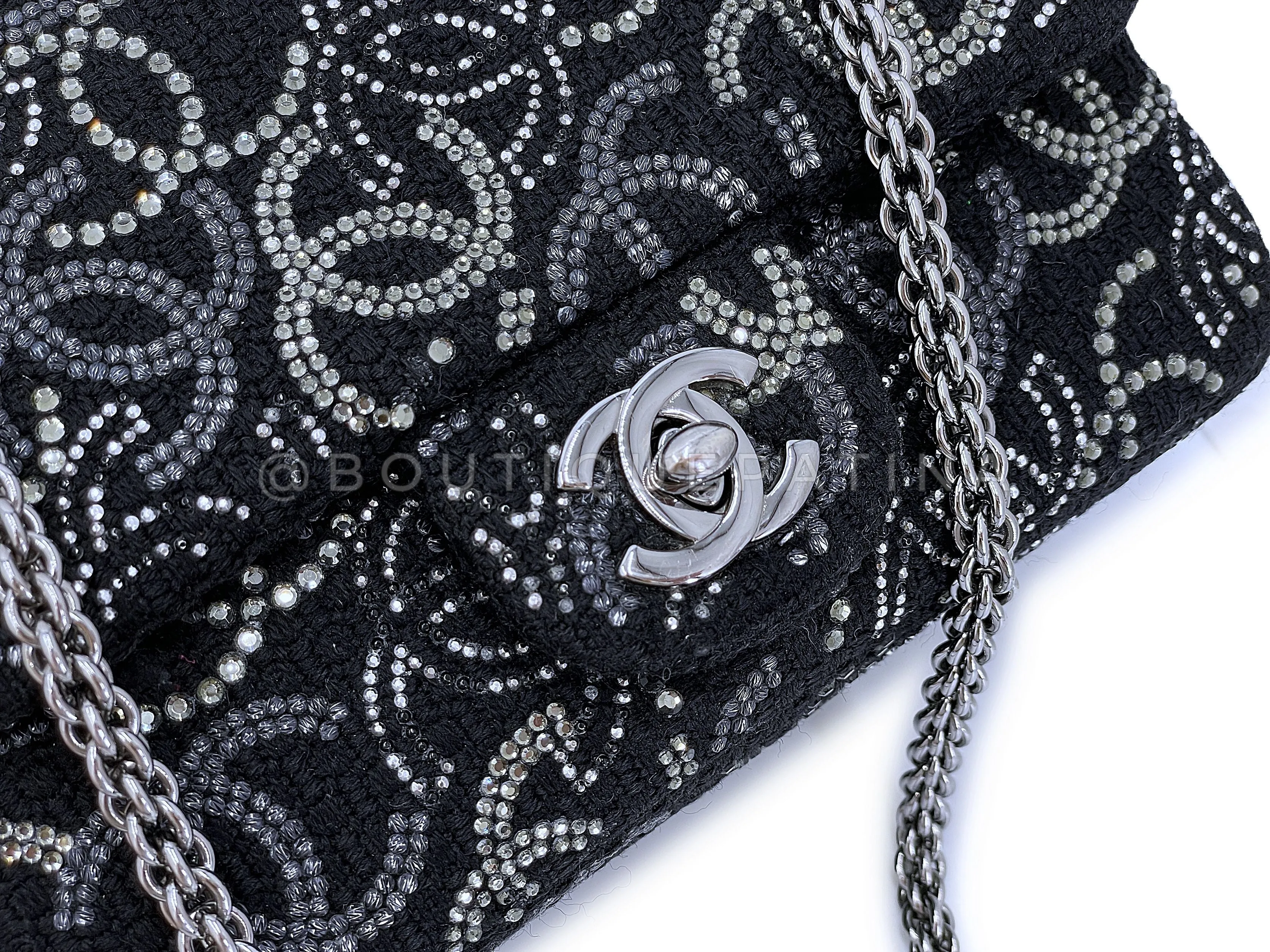 Chanel 2010 Black Paris-Shanghai Pudong Crystals Mini Flap Bag RHW