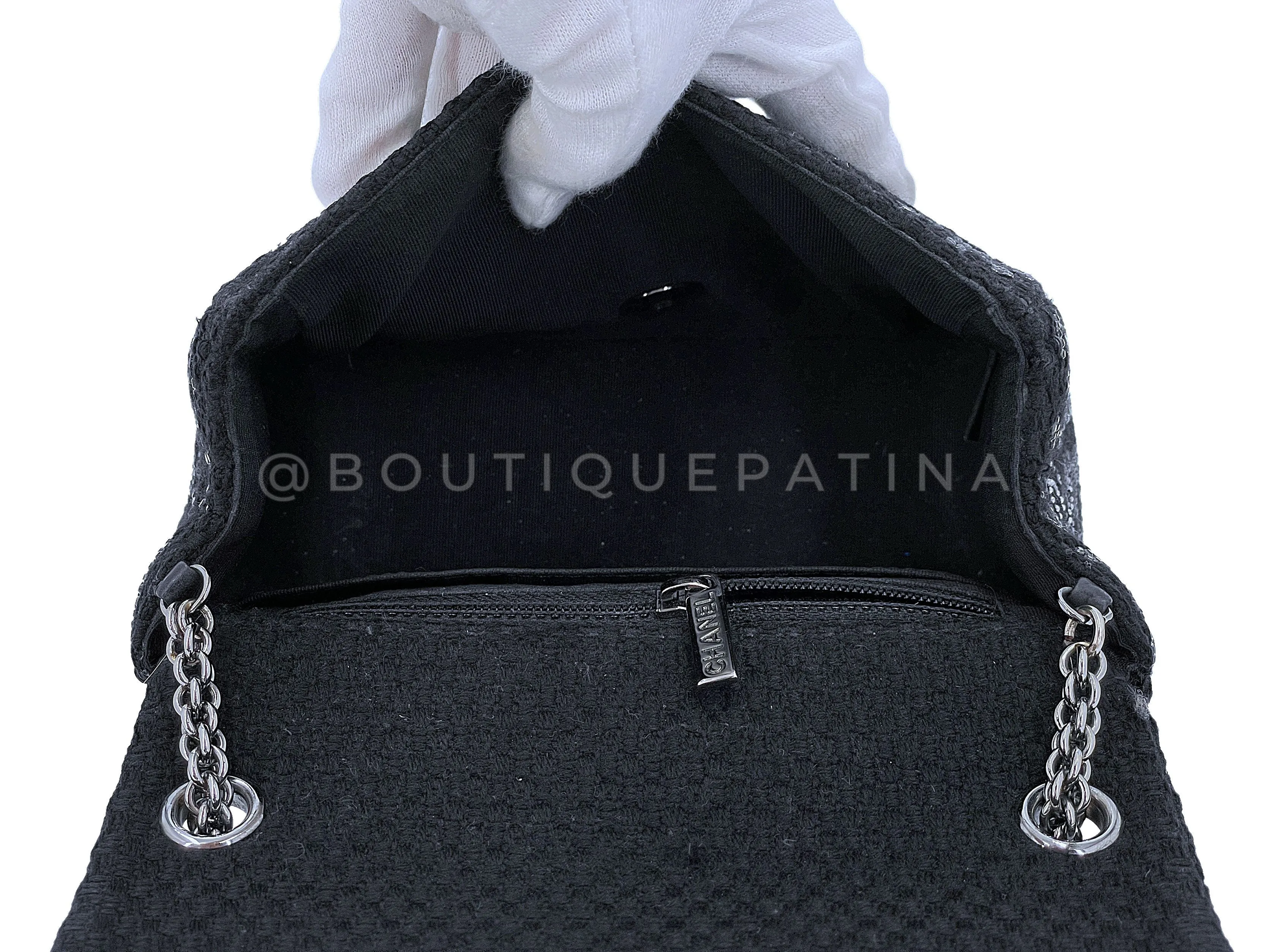 Chanel 2010 Black Paris-Shanghai Pudong Crystals Mini Flap Bag RHW