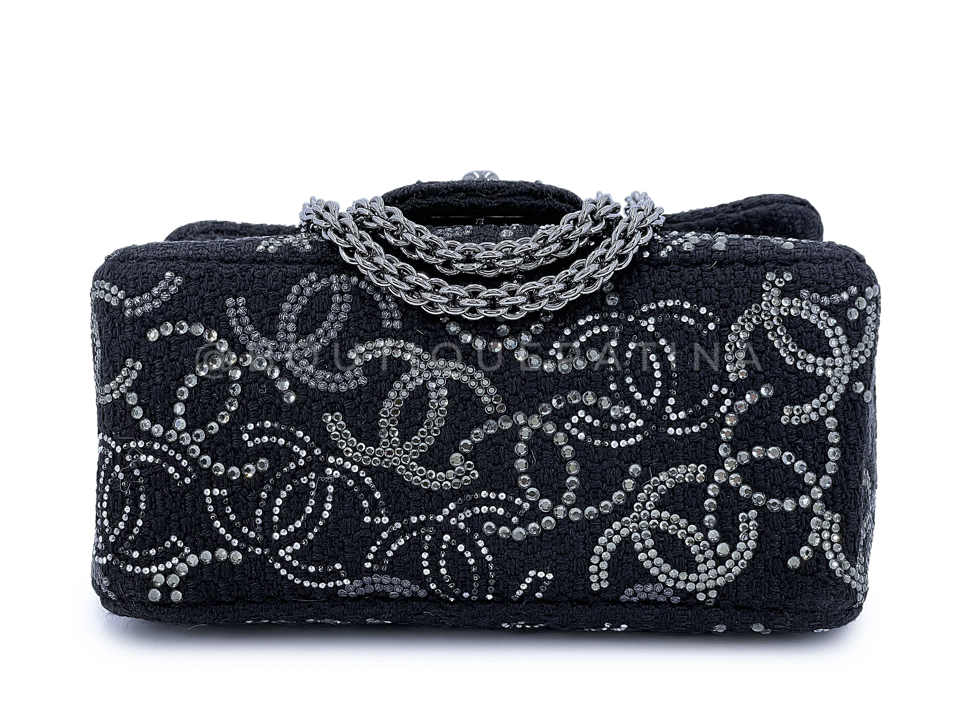 Chanel 2010 Black Paris-Shanghai Pudong Crystals Mini Flap Bag RHW